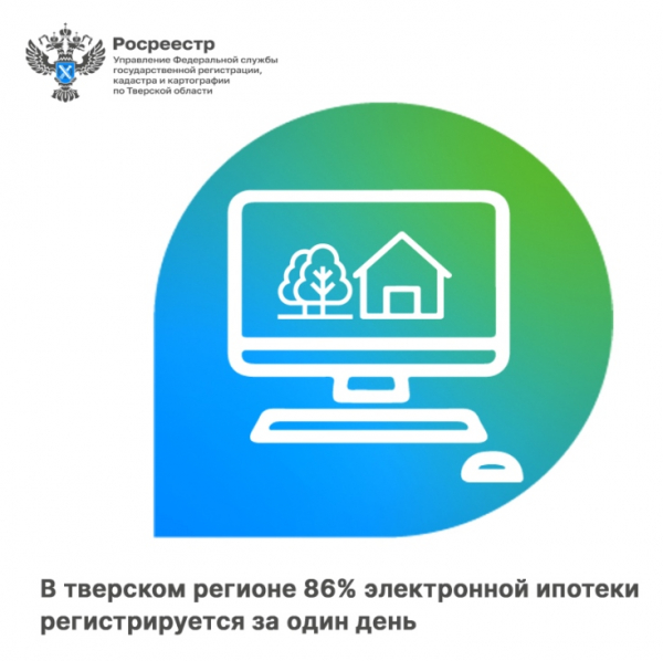 В тверском регионе 86% электронной ипотеки регистрируется за один день