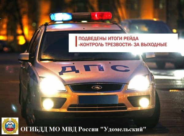 Удомельская Госавтоинспекция подвела итоги профилактического мероприятия  «Контроль трезвости».