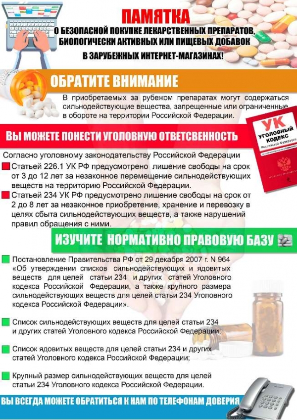 Памятка о безопасной покупке лекарственных препаратов, биологически активных и пищевых добавок в зарубежных интернет-магазинах