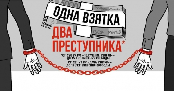 Госавтоинспекция напоминает участникам дорожного движения об ответственности за дачу взятки должностному лицу.