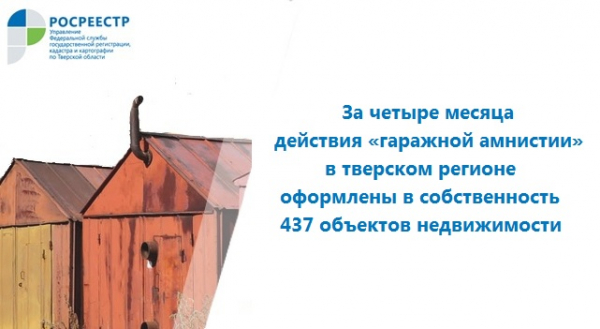 За четыре месяца действия «гаражной амнистии» в тверском регионе оформлены в собственность 437 объектов недвижимости