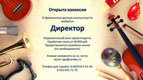 Открыта вакансия в детскую школу искусств