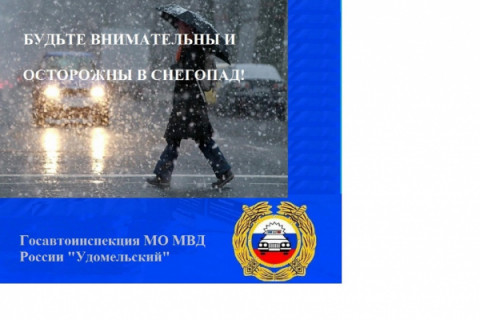 Удомельская Госавтоинспекция рекомендует водителям быть осторожнее на дороге в снегопад.