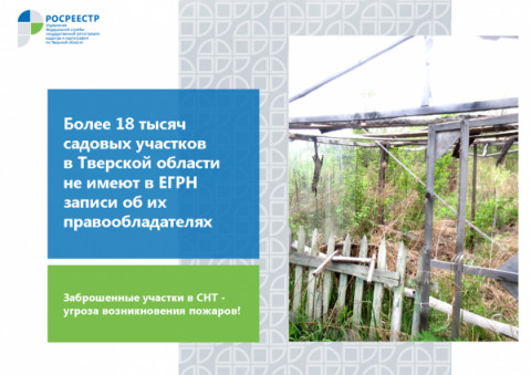 Более 18 тысяч садовых участков в Тверской области не имеют в ЕГРН записи об их правообладателях