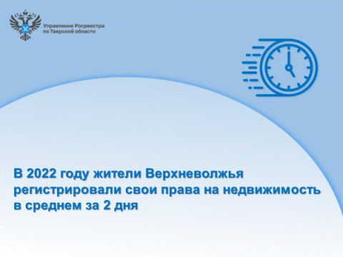 В 2022 году жители Верхневолжья регистрировали свои права на недвижимость в среднем за 2 дня
