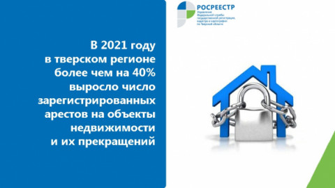 В 2021 году в тверском регионе более чем на 40% выросло число зарегистрированных арестов на объекты недвижимости и их прекращений